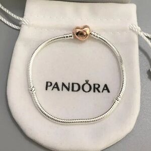 Pandora Moments Heart Clasp Snake Chain Bracelet Size 7.5 Wrist Size 6.7 in
